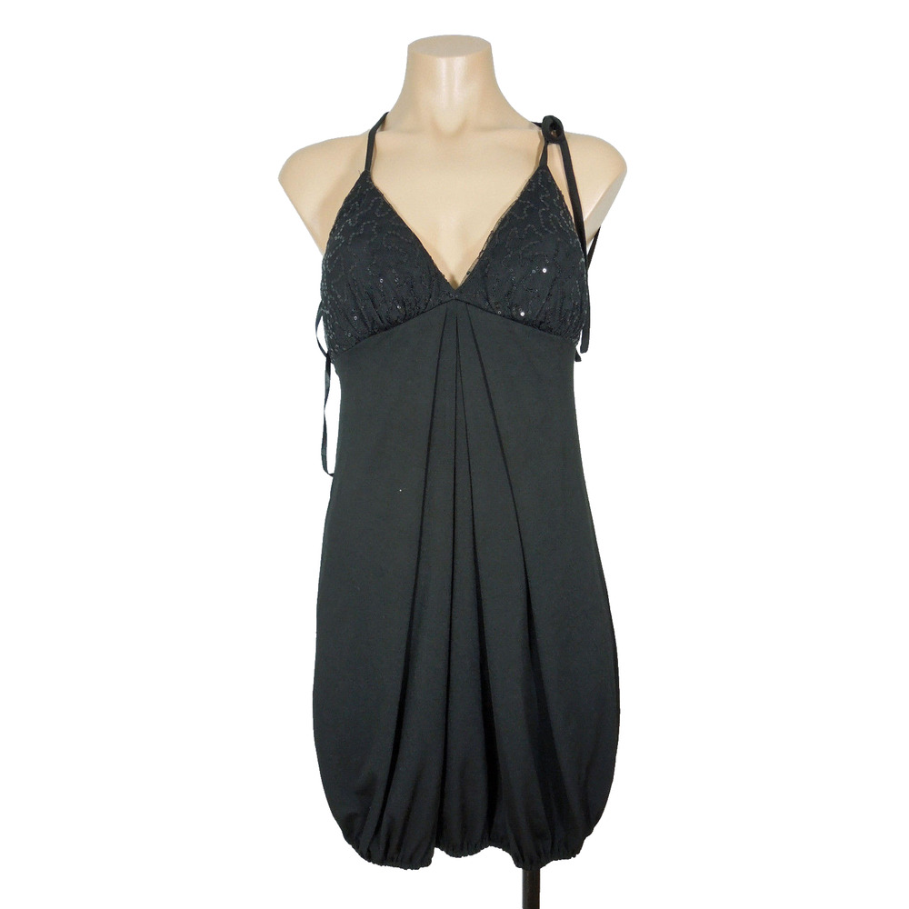 JOHNNY MARTIN (size M) Sequin Embellished Black Racerback Dress Juniors